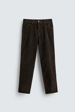 ZARA ВЕЛЬВЕТОВЫЕ БРЮКИ REGULAR FITНЕВЫЙ, КОРИЧНЕВЫЙ