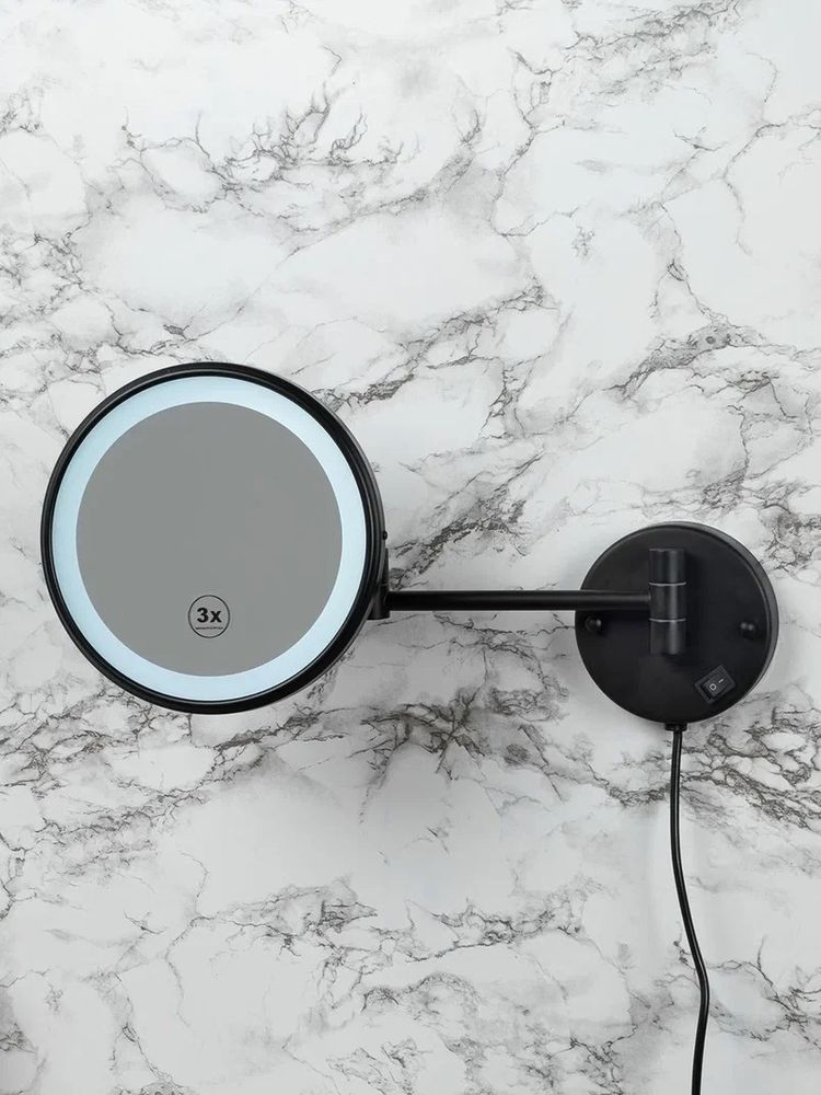 Зеркало настенное с подсветкой Ø200 мм латунь/нерж. сталь VANITY 08006.N чёрный