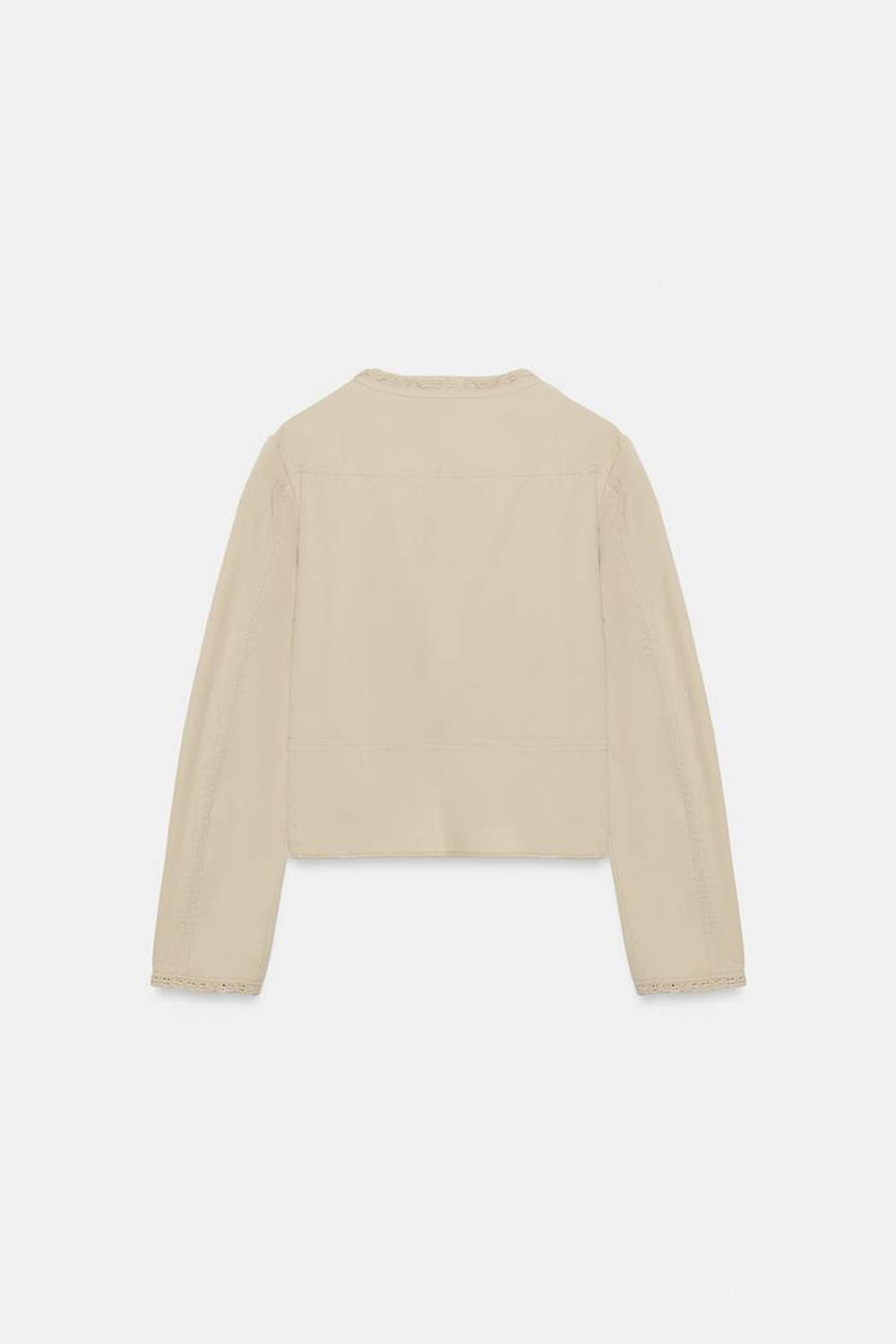 ZARA ЖАКЕТ С КОМБИНИРОВАННЫМ КРУЖЕВОМ И ПУГОВИЦАМИ, БЕЖЕВЫЙ