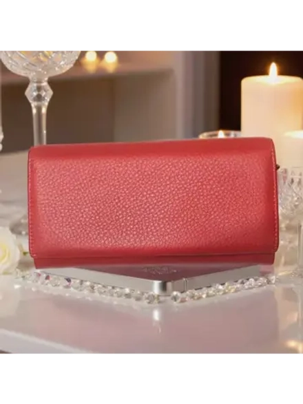 Компактный кошелек натуральная кожа бордо