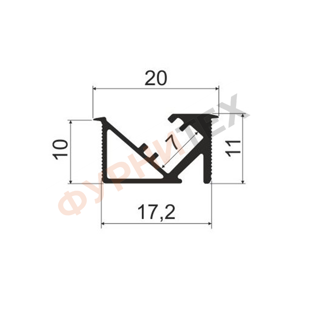 LD01 Профиль врезной для светодиодной ленты, 3м, Черный A26, шт