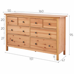 Комод с 8 ящиками деревянный, Хемнэс Hemnes/ Кымор, 160х50х96 см, светло-коричневый