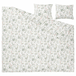 Комплект постельного белья IKEA TIMJANSMOTT (ТИМЬЯНСМОТТ), Двуспальный, Белый с рисунком, 240x220, 50x80 см