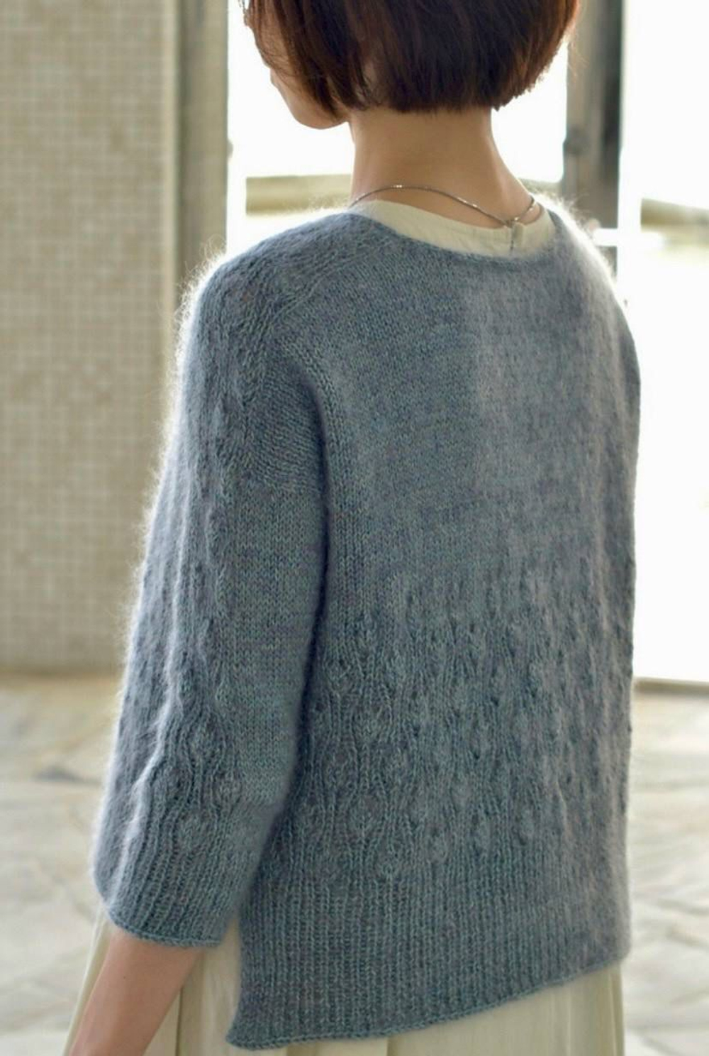 Описание по вязанию пуловера спицами с японским плечом