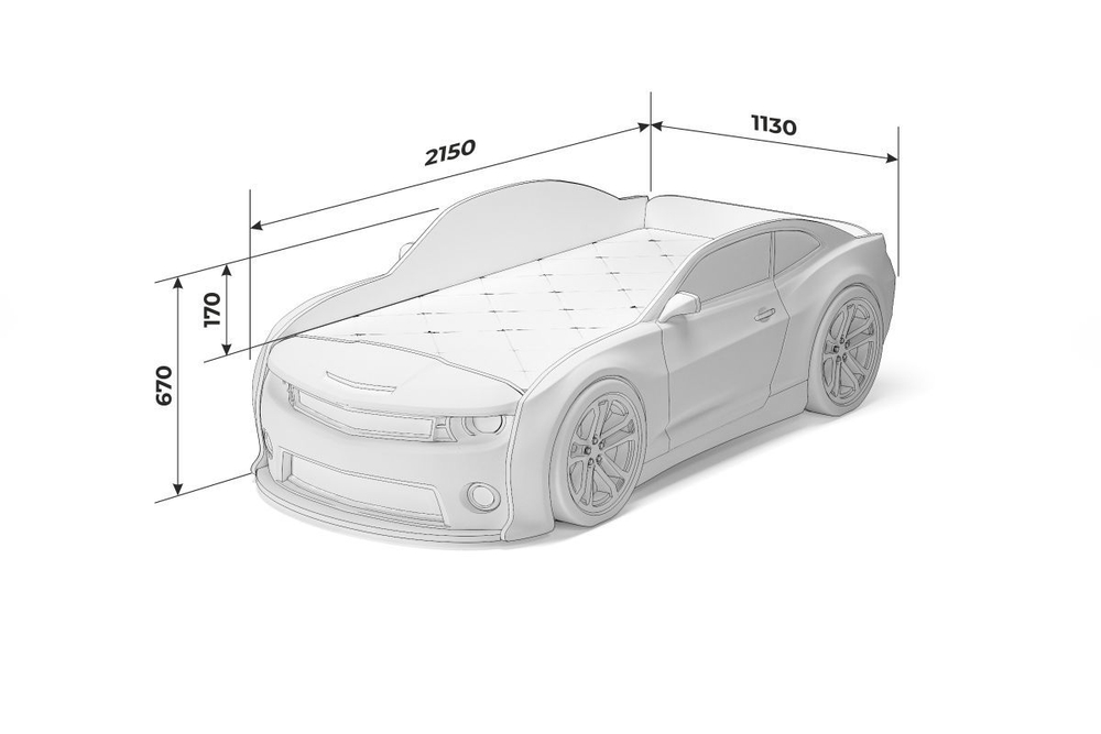 Объемная (3d) кровать-машина EVO "Camaro" (желтая матовая)