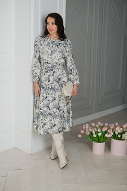 Платье с ассиметричным воланом из вискозы