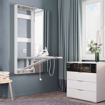 Гладильная доска Смарт купе с зеркалом белая