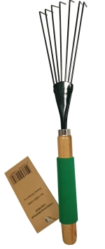 Грабельки веерные садовые 35,5x6,7см стальные с деревянной прорезиненной ручкой