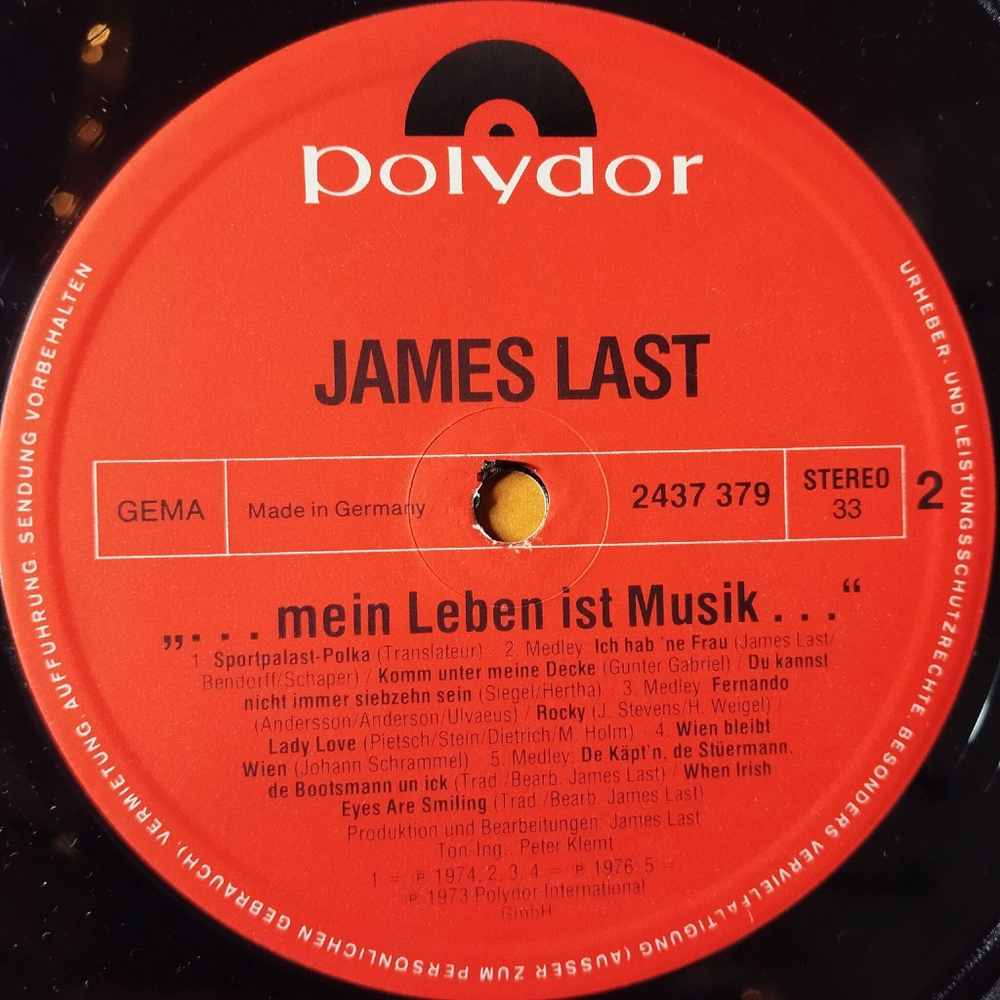 Винтажная виниловая пластинка LP James Last Джеймс Ласт Mein Leben Ist Musik (Germany 1976) In The Mood