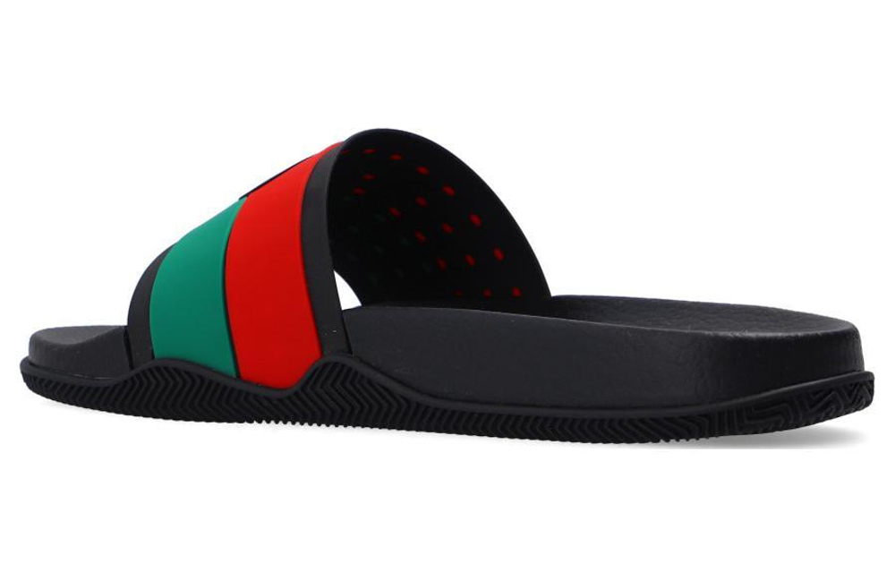 GUCCI Gucci open-toed one-word fashion sandals men's black and red