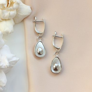 Подвеска с перламутром 18*11 мм, родий, П099