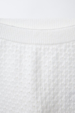 ZARA БРЮКИ ИЗ АЖУРНОГО ТРИКОТАЖА, БЕЛЫЙ
