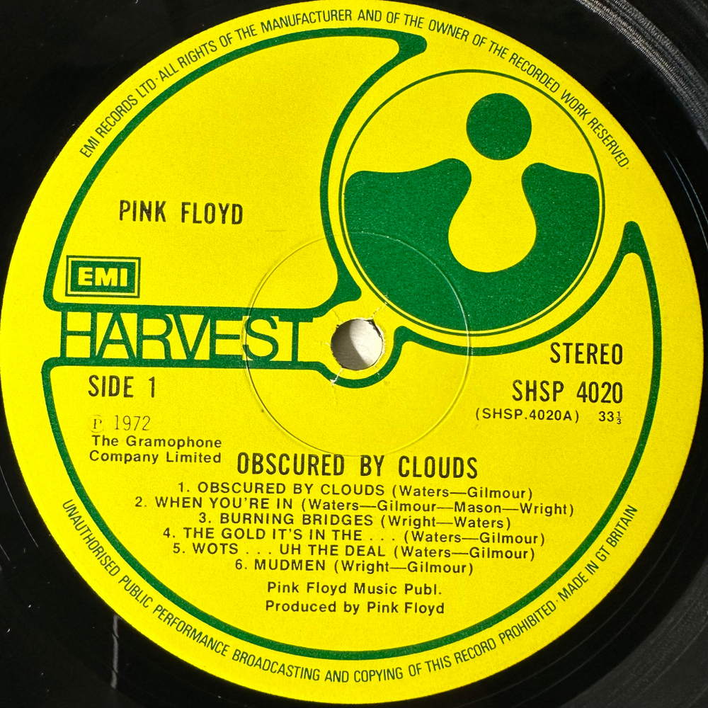 Pink Floyd ‎– Obscured By Clouds (Англия)