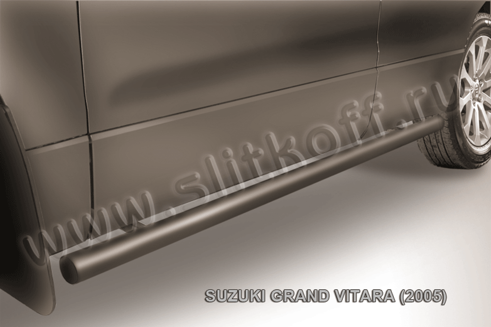 Пороги стальные Suzuki Grand Vitara (2005-2008) d57 труба (серебристые)
