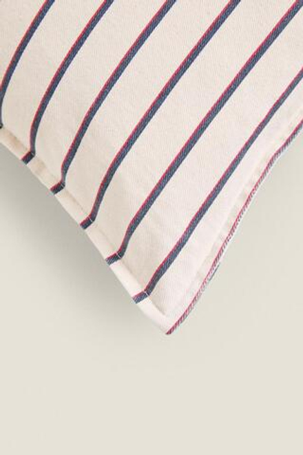 ZARA HOME ЧЕХОЛ ДЛЯ ДЕКОРАТИВНОЙ ПОДУШКИ С КОНТРАСТНОЙ ПОЛОСКОЙ, СИНИЙ