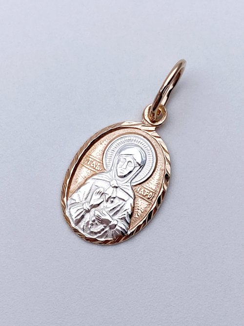 Образок из серебра/Позолота/С подвижным ухом/Матрона