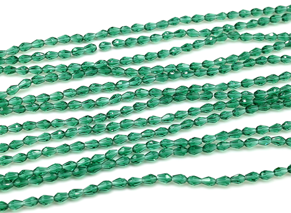сгк53-з Стекло граненое капля 5*3мм, зеленый, 45см