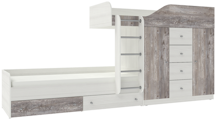 Двухъярусная кровать КарИВи Астра 6 Белое Дерево Бетон