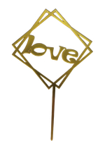 Топпер LOVE в квадрате, акрил, цвет золотой