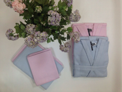 Халат вафельный Mirabello Marsiglia HOOD голубой