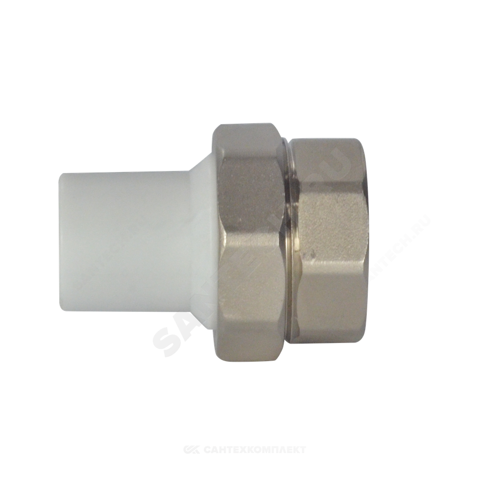 Муфта трубная PP-R комбинированная разъемная белая Дн 32х1/2" Ру25 наруж пайка/ВР VALFEX 10157215