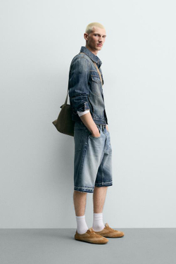 ZARA ДЖИНСОВЫЕ ШОРТЫ RELAXED FIT, СИНИЙ