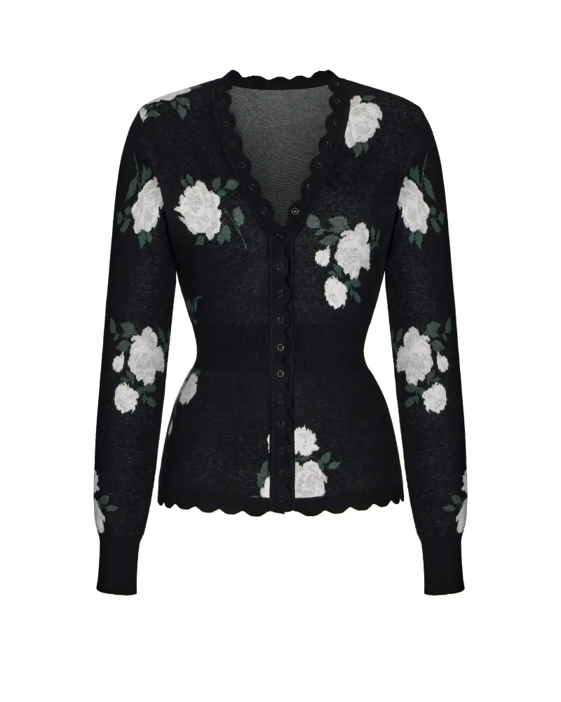 Lana-Tracy, вязаный комплект с юбкой мини из черного хлопка с цветочным принтом