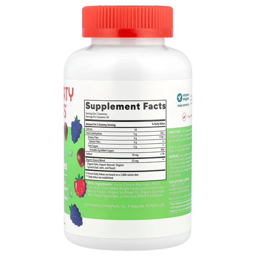 SmartyPants, Жевательные мармеладки с клетчаткой и овощами, ягодное ассорти, 60 жевательных таблеток