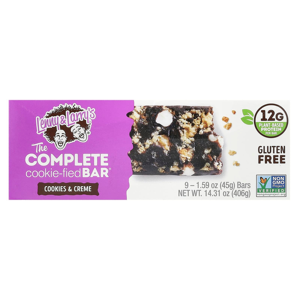 Lenny & Larry's, The Complete Cookie-Fied Bar®, печенье и крем, 9 батончиков, 45 г (1,59 унции)