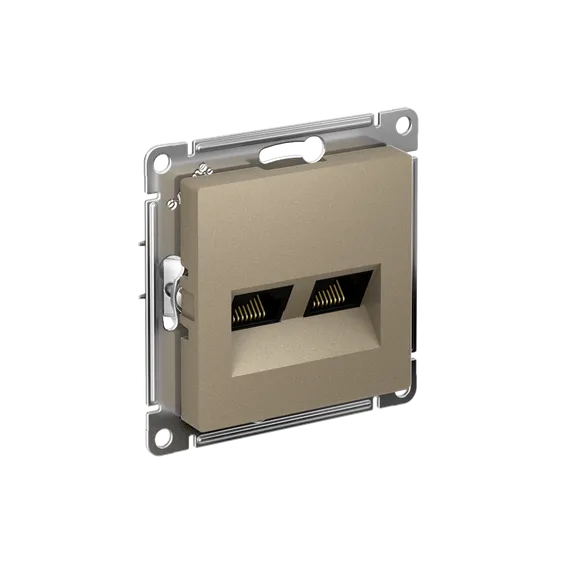 ATLASDESIGN РОЗЕТКА двойная компьютерная RJ45+RJ45 кат. 6А, механизм, ШАМПАНЬ
