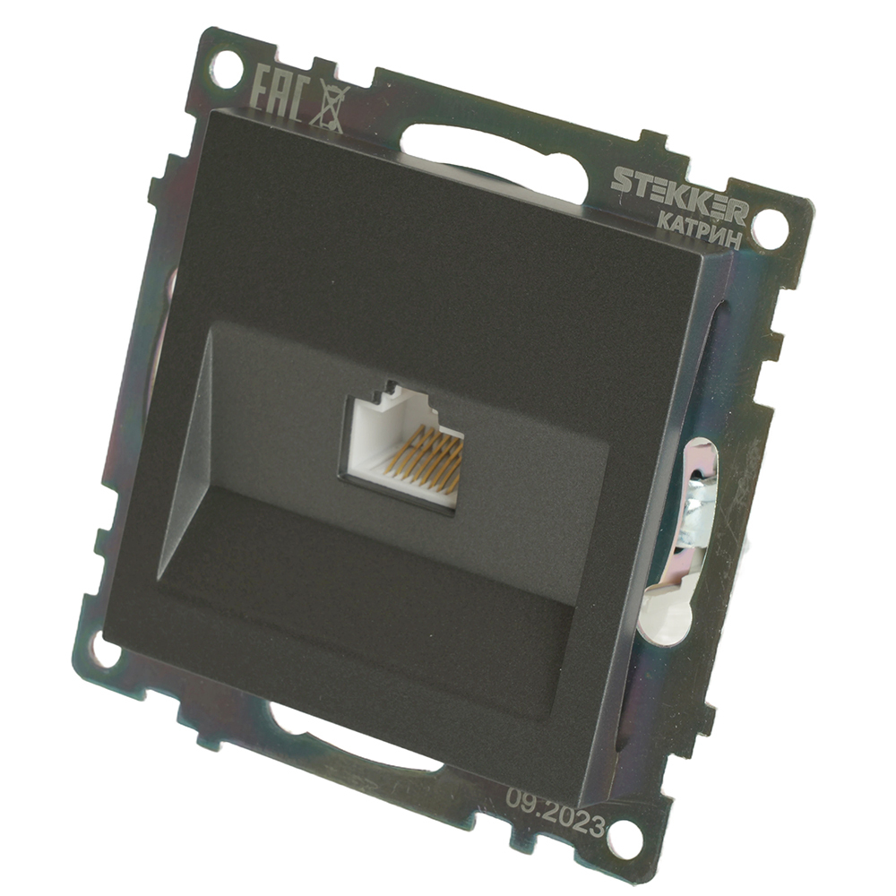 Розетка компьютерная 1-местная RJ-45 (механизм), серия Катрин, графит, GLS00-7107-06 49418