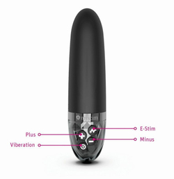 Черный вибратор с электростимуляцией Sleak Freak - 14 см.