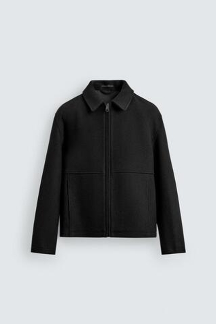 ZARA КУРТКА-БОМБЕР ИЗ ТКАНИ «ЁЛОЧКА» НА МОЛНИИ, ЧЕРНЫЙ