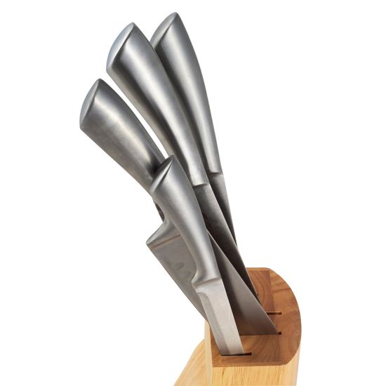 Набор ножей 6 предметов из нержавеющей стали Kamille KM-5130 на деревянной подставке