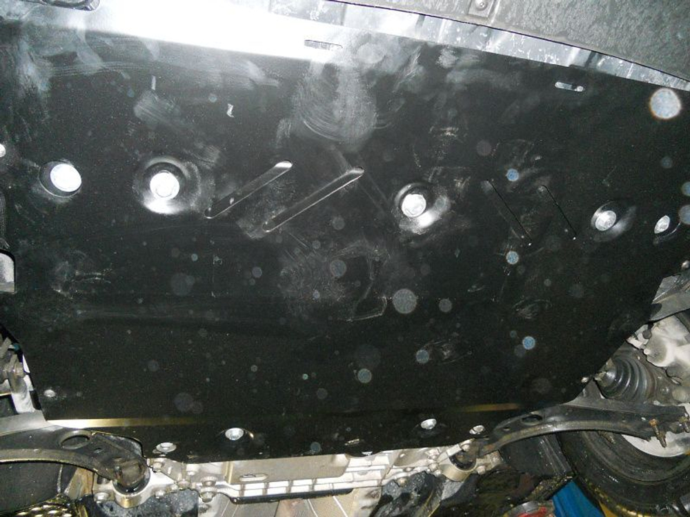 Защита картера двигателя, КПП (2 мм, сталь) для Skoda Octavia A5 (FL/Scout) 2008-2013 (V = 1.4; 1.4 TSI; 1.6; 1.8 TSI; 2.0TDi 4x4), Skoda Superb 2008-2016 (V = 1.4; 1.8; 2.0D; 3.6 AT/MT), SEAT Altea Freetrack 2007-2015 (V = 2.0 DSG), SEAT Leon II 2005-2012, Volkswagen Caddy (для а/м без штатного пред пускового подогревателя) 2004-2015 (V = 1.2 TSI; 1.6 MPI), Volkswagen Golf Plus 2004-2014 (V = 1.4; 1.6; 1.8; 2.0), Volkswagen Golf V 2003-2009 (V = 1.6; 1.4TSI; 1.8TSI), Volkswagen Golf VI 2008- Sheriff.02.1988