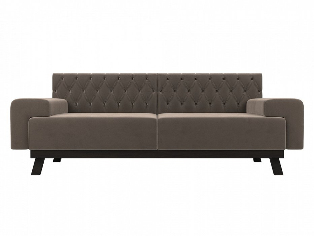 Диван прямой Мюнхен Люкс, Коричневый, Велюр, 109124