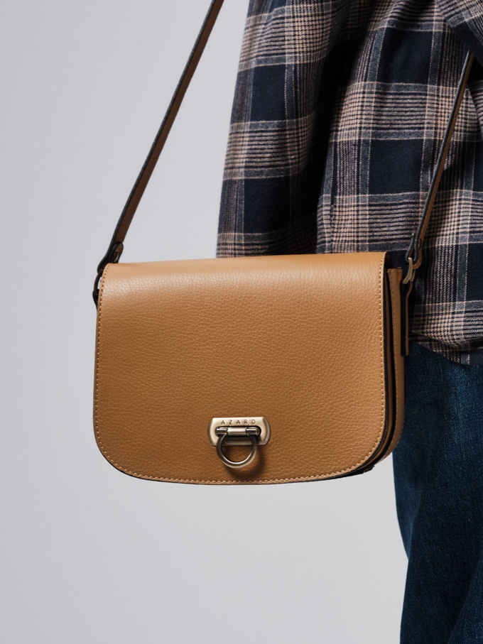 Сумка кожаная на плечо кросс-боди глина