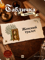Табличка "Туалет женский" на дверь, на стену, стилизованная средневековье, для паба, бара, игровой комнаты, прикольная для офиса, общественного места, кафе, серия Богемия, Айдентика Технолоджи