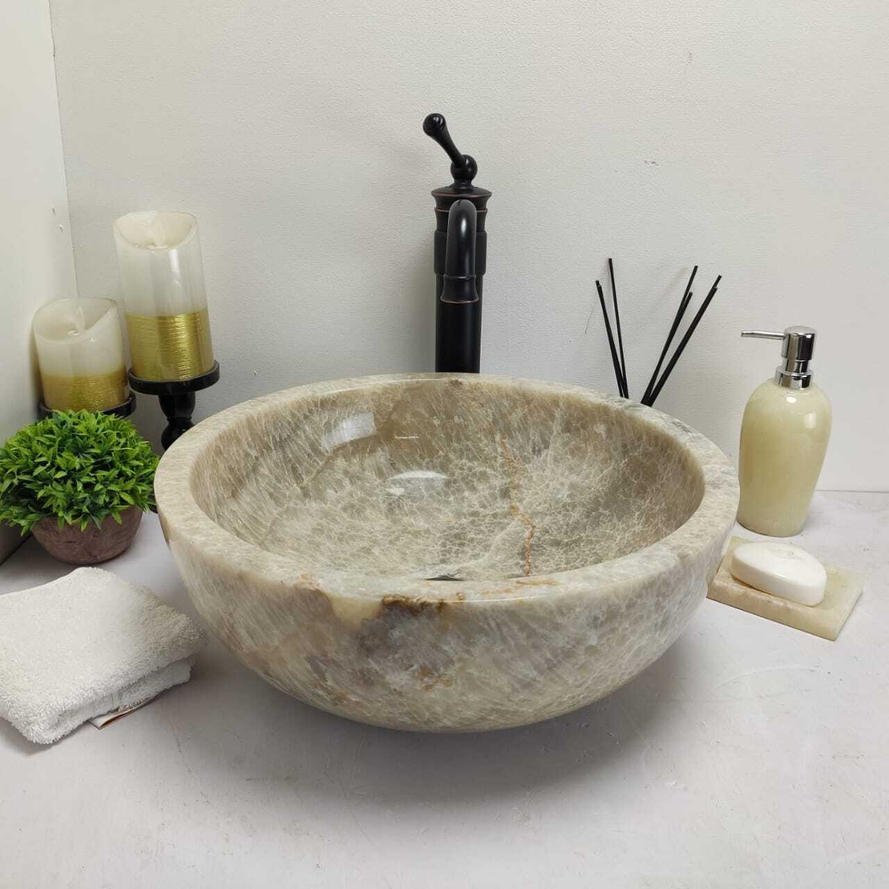 Раковина из оникса Bowl Grey TinLip BO-60605 1.9cm 40*40*15