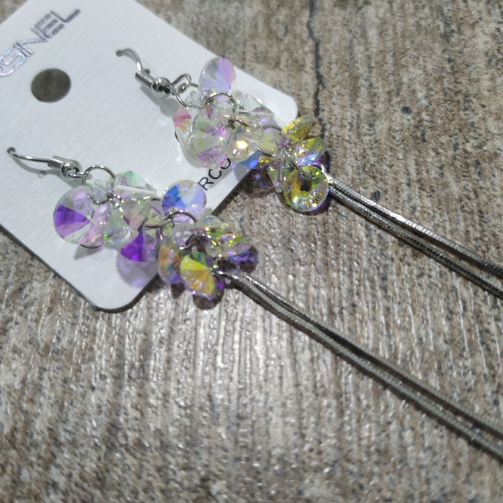 Серьги Cubic Zirconia подвеска кружки жгуты цвет белый перламутровый металл серебристый