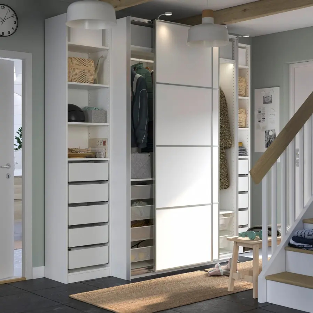 Шкаф-купе - IKEA PAX/MEHAMN/ПАКС/МЕХАМН ИКЕА, 250x66x236 см, белый