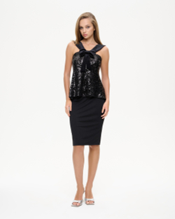 Топ из пайеток и бархата с бантом