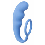 Эрекционное кольцо с анальной пробкой Double Pleasure Anal Plug Blue (19 см , синий) (Цвет: синий)