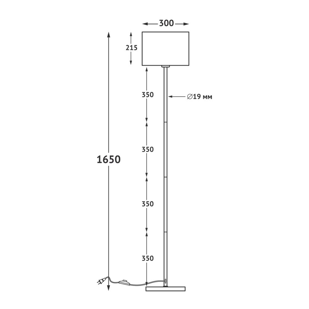 UML-T521 E27 BLACK-BLACK Торшер напольный под лампу Е27. 40W. Черный-Черный. ТМ Uniel