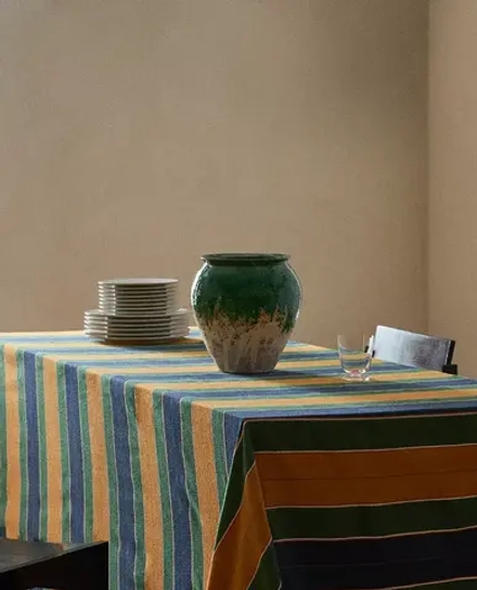 ZARA HOME СКАТЕРТЬ В ЦВЕТНУЮ ПОЛОСКУ, ЗЕЛЕНЫЙ