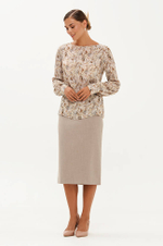 23456 Блузка женская (бежевый принт)