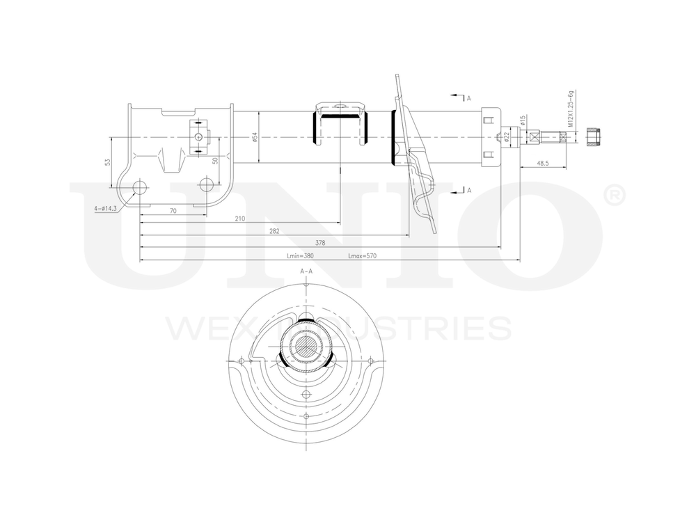 Амортизатор газовый передней подвески левый UNIO SAB-10292