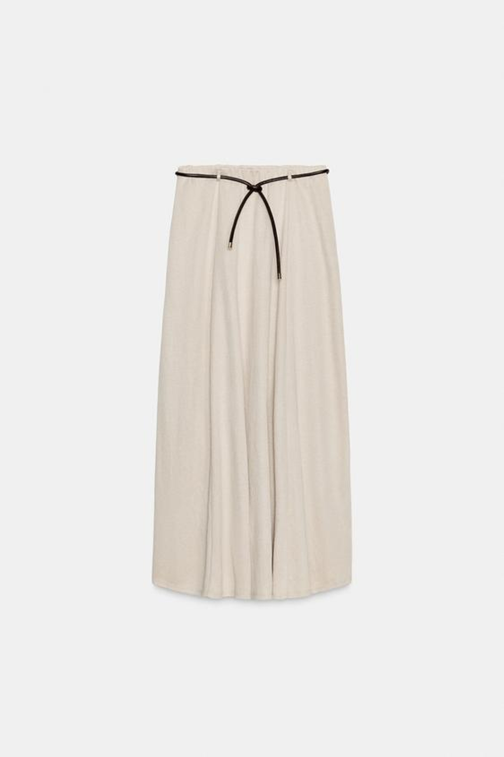 ZARA ТРИКОТАЖНАЯ ЮБКА С РЕМНЕМ, ПЕСОЧНЫЙ