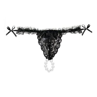 Набор Brazilian Panty: черные трусики со стимулирующими бусинами и массажный гель Sliding Gel Strawberry (Размер: S-M-L-XL-XXL) (Цвет: черный)