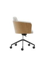 Madai Офисный стул из бежевой синели и ясеневого шпона с натуральной отделкой